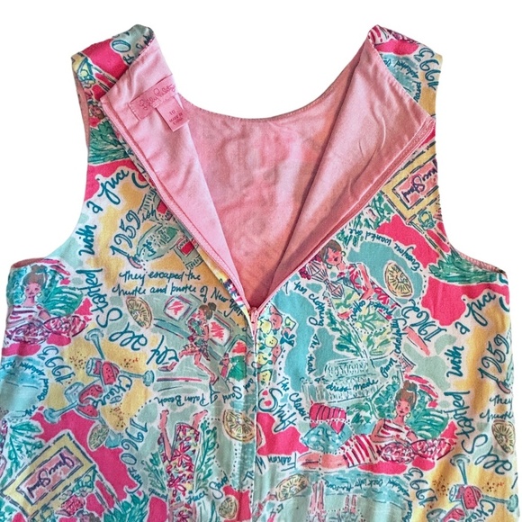 Lilly Pulitzer Shift Dress Sugar Rushin All Over Print Bow Details Cotton Lined - Picture 6 of 16
